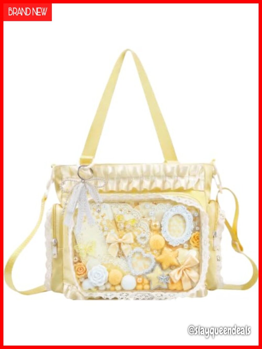 Kawaii Y2K Lace Ruffle Ita Bag Pin Display Crossbody Satchel